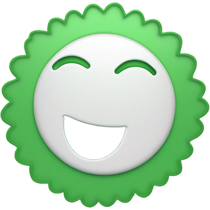create one emoji shape of a circular green badge that has scalloped edges and a white outline of a computer inside emoji