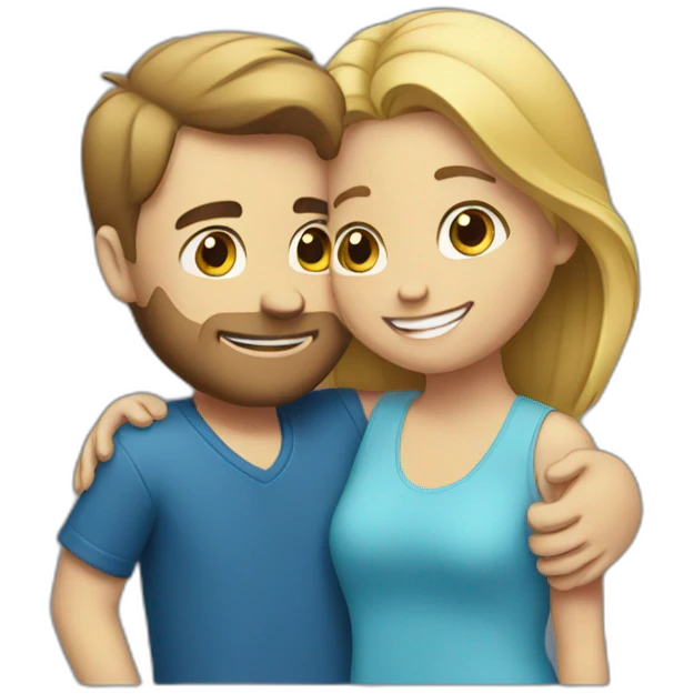 a guy and a girl in blue hugging. emoji