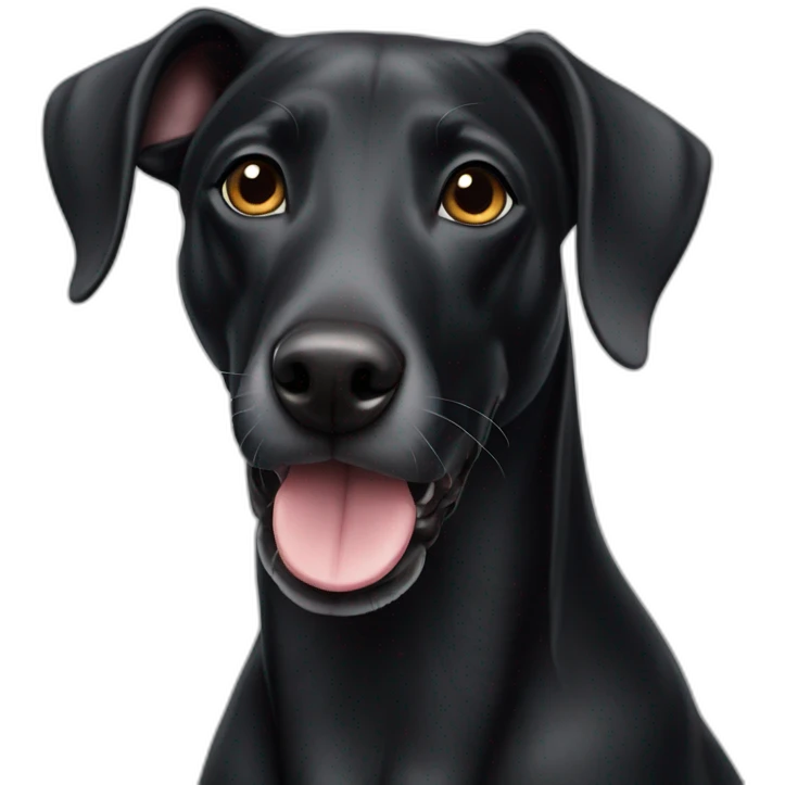 Son of a black greyhound and a black labrador emoji