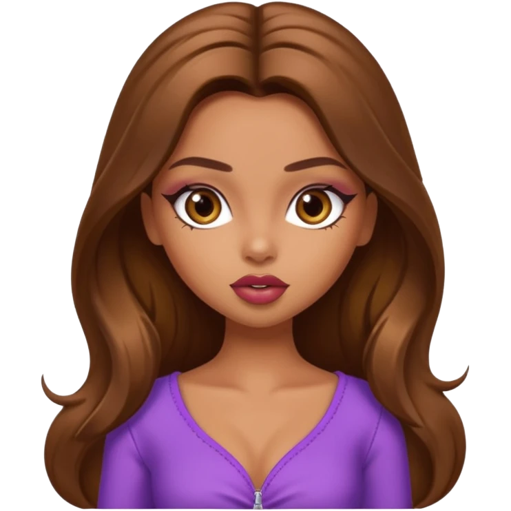 pretty bratz baddie, long brown hair emoji