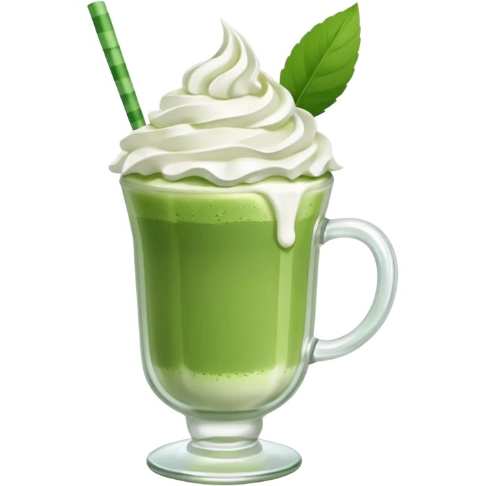 Ein  matcha Latte einer Schleife oben drauf in einem glass emoji