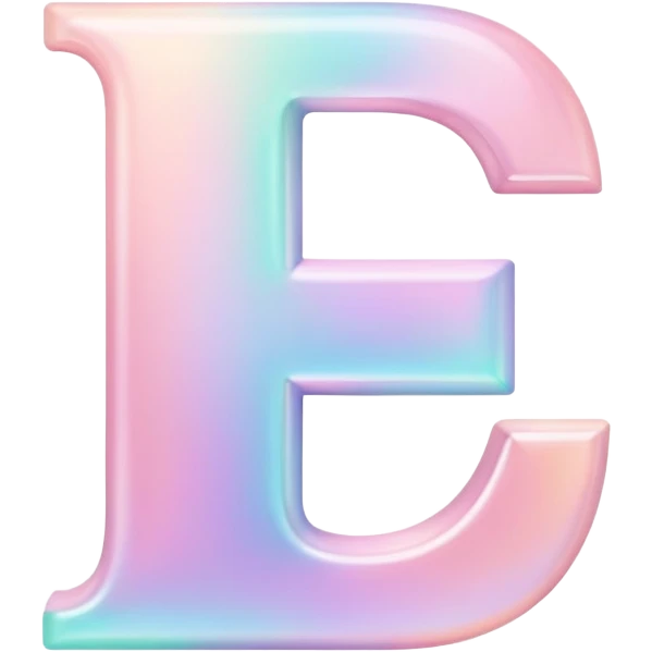 Iridescent pastel pink Font setting icon with letter E emoji