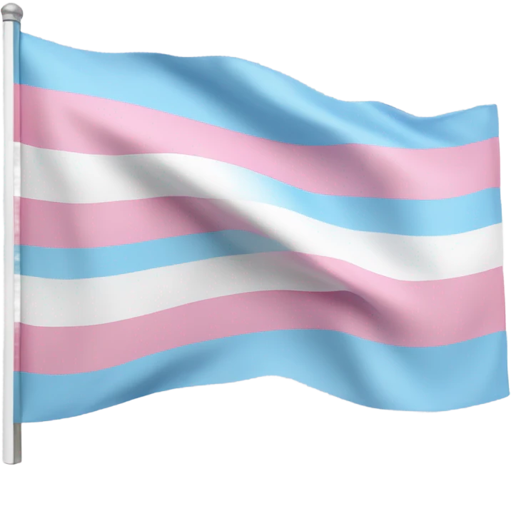 transgender pride flag with five horizontal stripes: light blue, pink, white, pink, and light blue emoji
