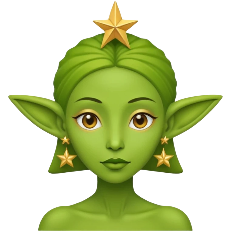 green alien woman with golden star earrings emoji