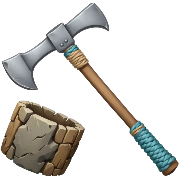 ancient break stone ax string and stick emoji