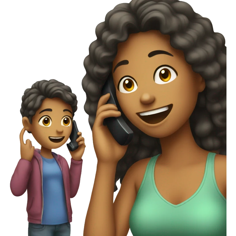 Girl calling dad on phone emoji