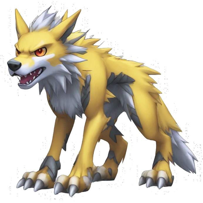  Cool Edgy Digimon-Fakemon-Garurumon-Loogamon-Dorulumon-Wolf full body emoji