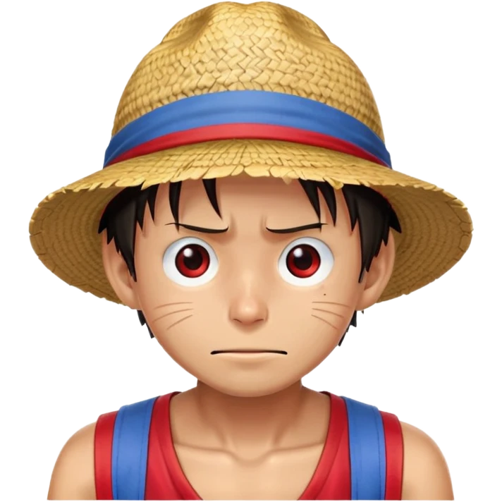 Monkey D. Luffy with straw hat, red vest, blue shorts, scar under eye emoji