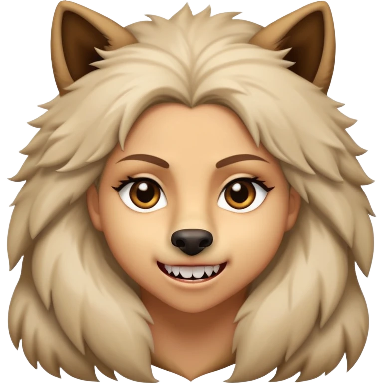Half Shakira, half wolf face  emoji