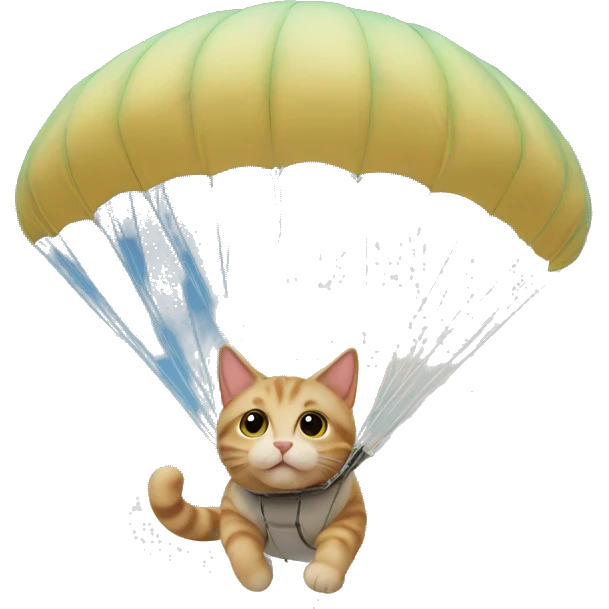 cat in the sky with a parachute emoji