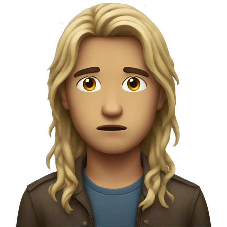 Sad boy long hair emoji