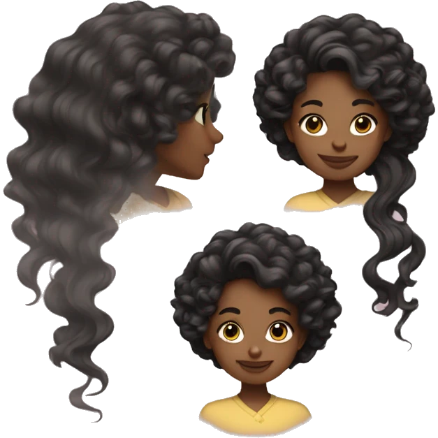 Creates an emoji of lite-skinned girl with wavy and black hair sweeping emoji