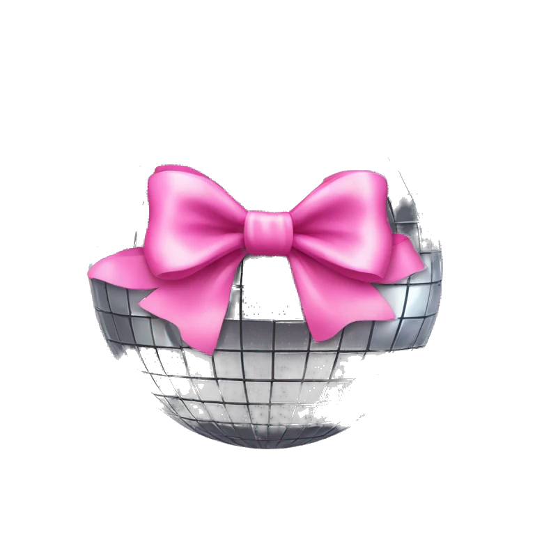 Disco ball with pink bow emoji