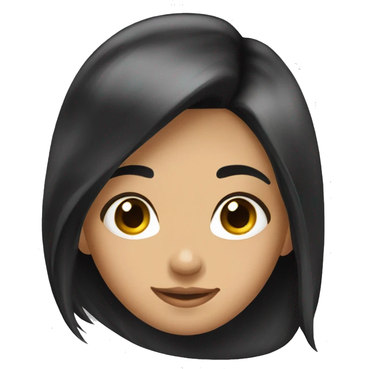 pretty young long black haired girl shy emoji