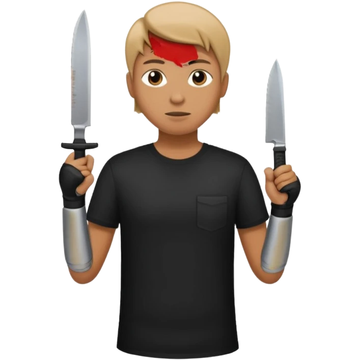Person standing with a knife behind their back emoji