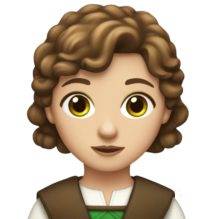 whole body shepherdess with brown hair and green eyes emoji