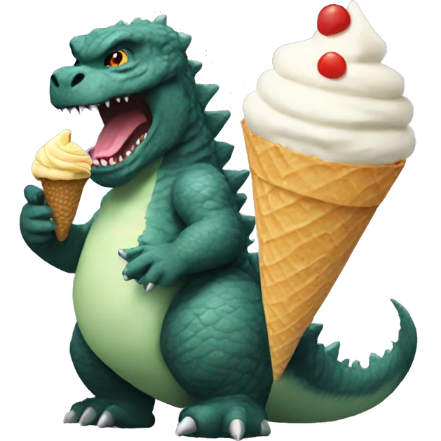 Godzilla eating an ice cream cone emoji