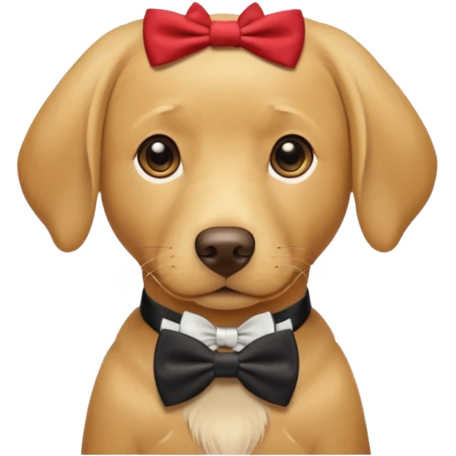 a golden Labrador retriever with a bowtie emoji
