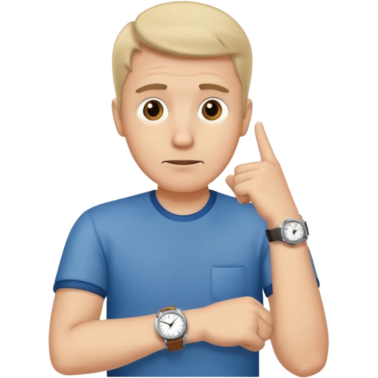 bored man pointing at his watch on his wrist emoji