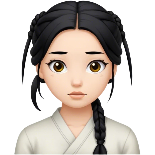 long-black-hair TIED UP, LAZY-girl emoji