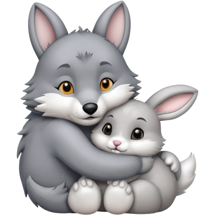 Wolf and bunny love emoji