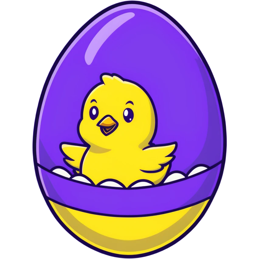 Yellow baby chick hatching from decorative Easter egg emoji