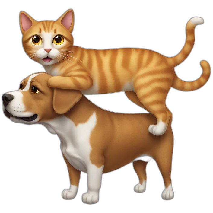 Cat ride a dog emoji