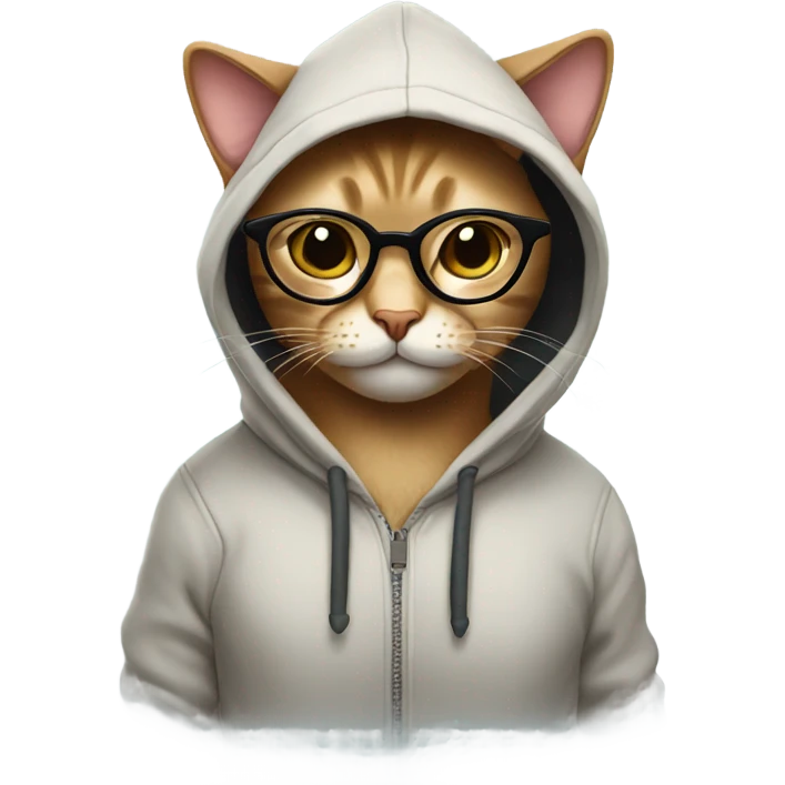 Cat with glasses and a hoodie  emoji