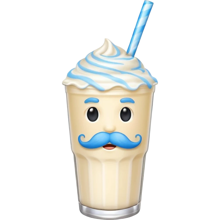 milkshake with blue mustache emoji