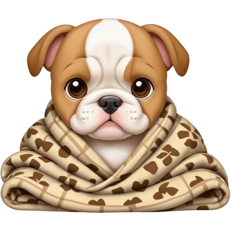 Baby bulldog cozy in a blanket emoji