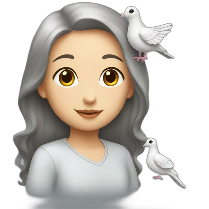 Pigeon avec une fille sur lui  emoji