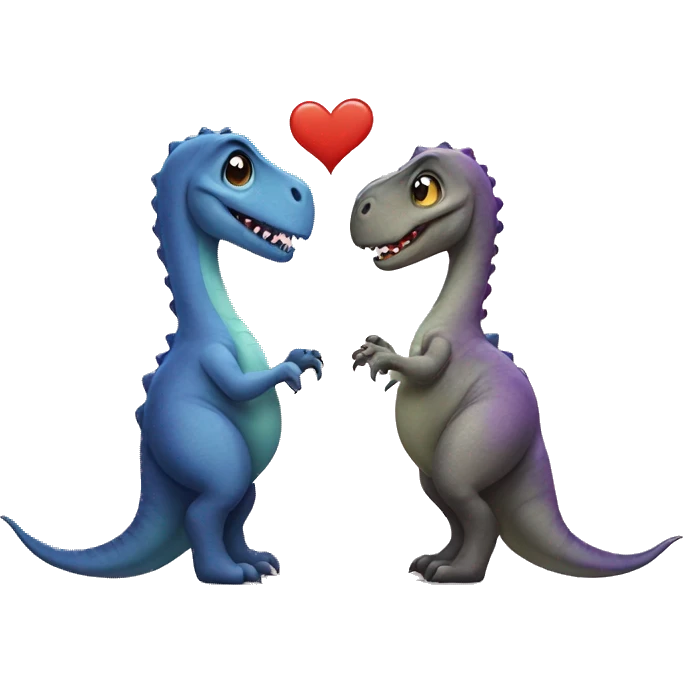 Two dinosaurs in love  emoji