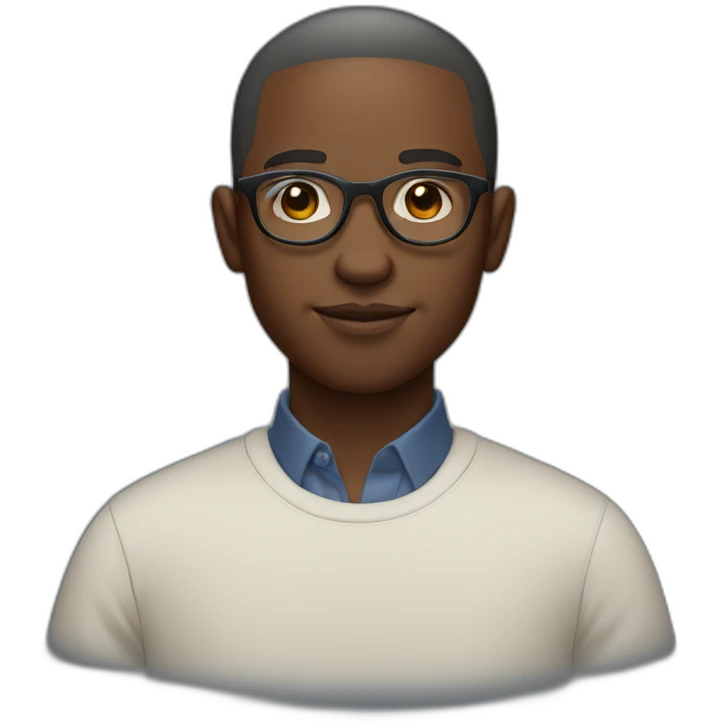 Lights skin African man with short hair in round glasses and a noticeable goatte emoji