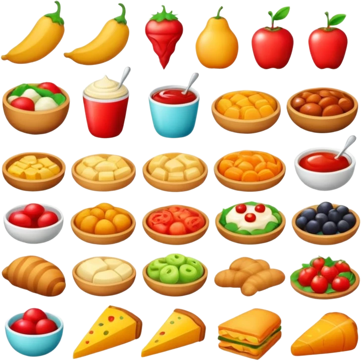 a lot of photo with food emoji