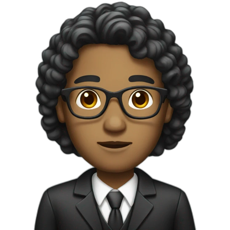 lawyer with curly black long hair emoji