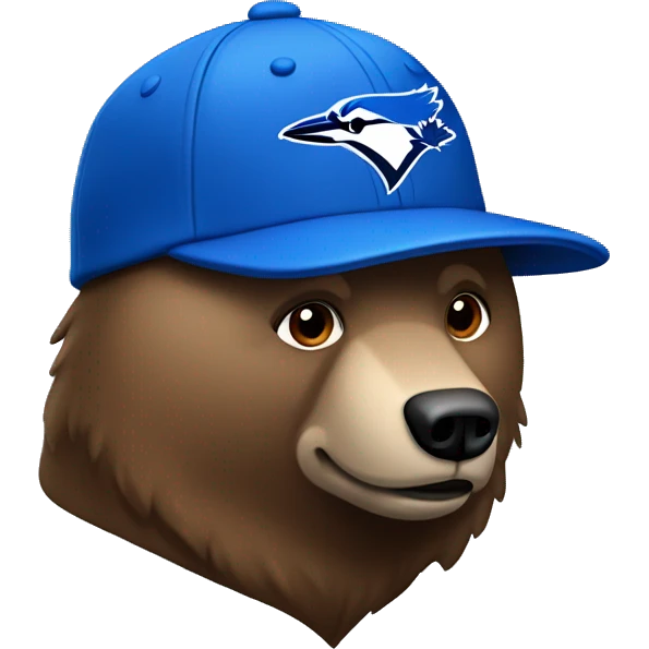 Brown bear wearing a hoodie and a Blue Jays cap emoji