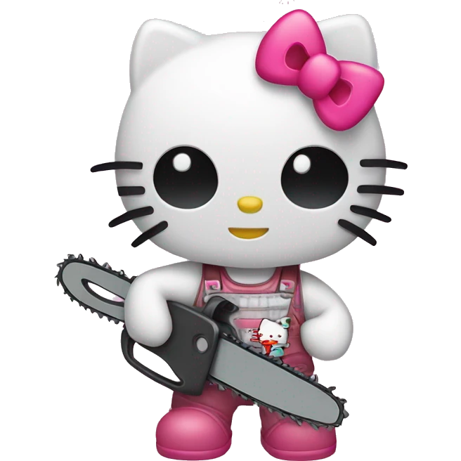 hello kitty holding a chainsaw emoji