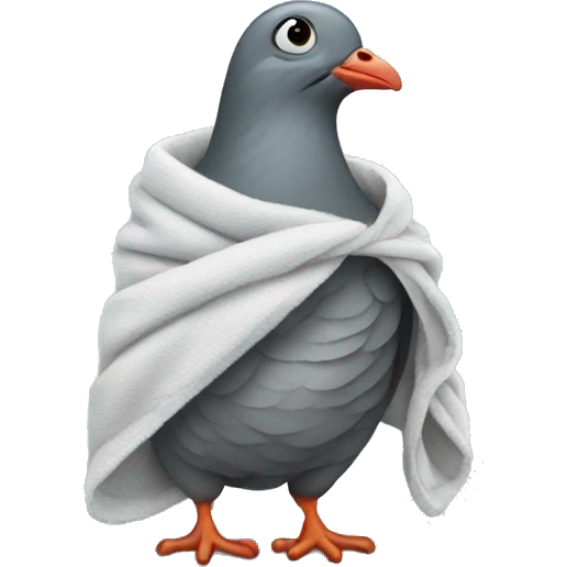 Pigeon wrapped in blankie emoji