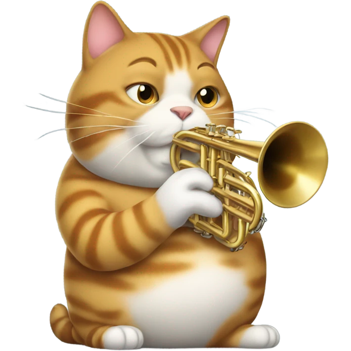 Incredibly fat cat, playing a trumpet emoji