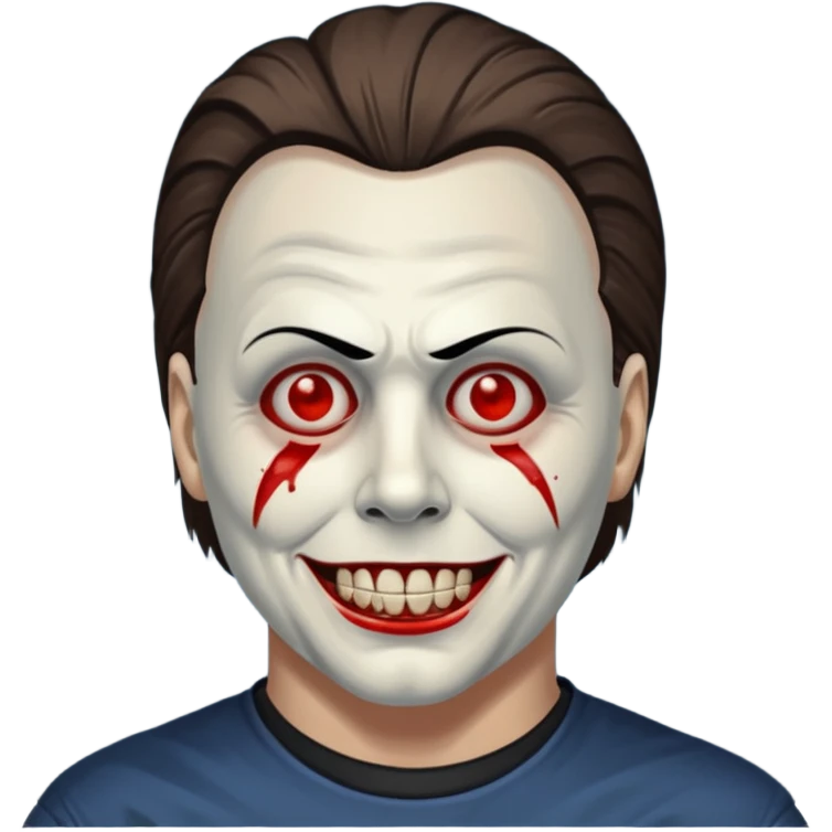 Micheal myers with a grin emoji