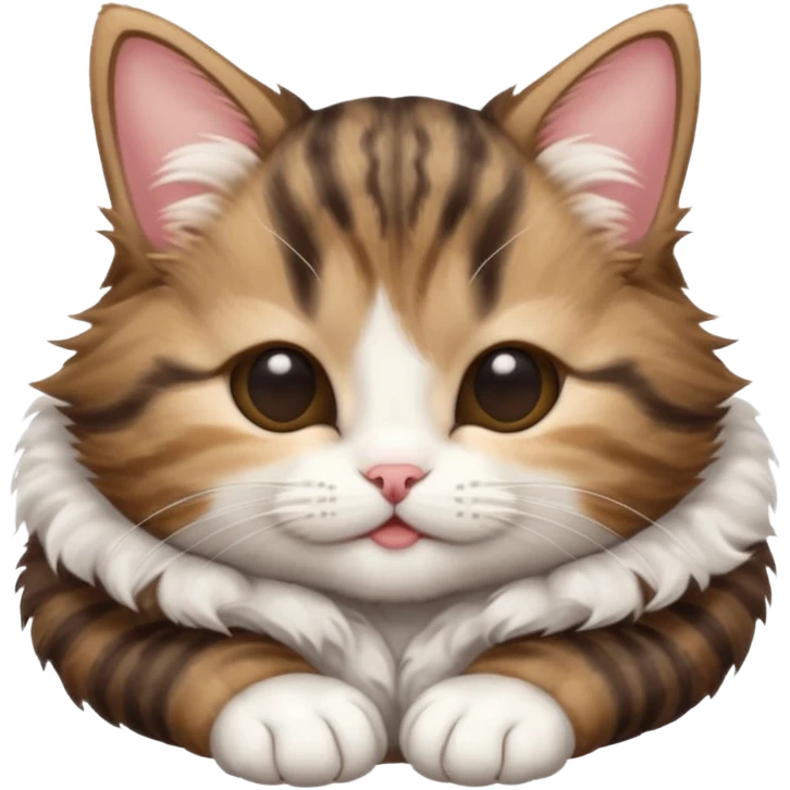 dark brown tabby and white kitten in funny positions upside down with eyes closed emoji