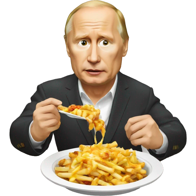 Vladimir Poutine qui mange une poutine emoji