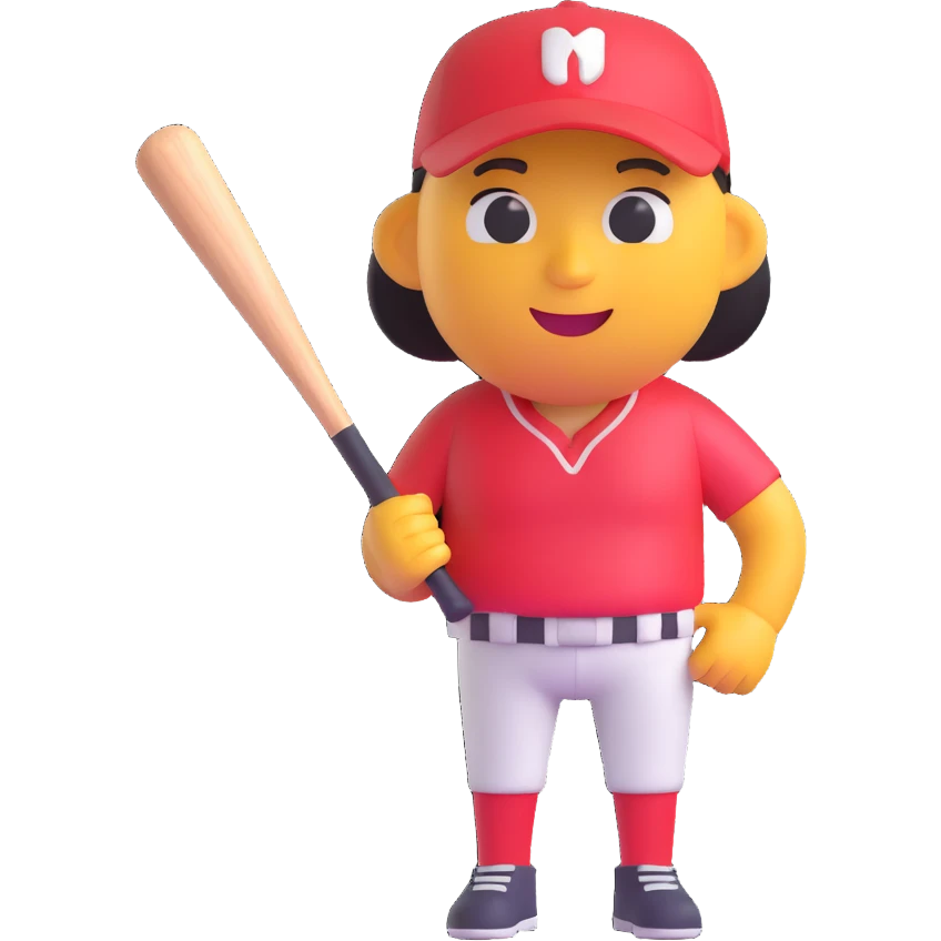 Tung Tung Tung Sagur emoji, a baseball bat with legs and arms and a face with a slight smile, holding a baseball bat emoji