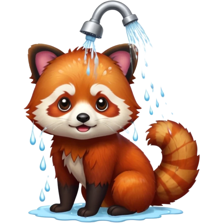 red panda in shower emoji