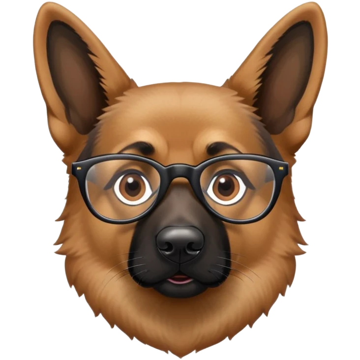 German Shepard wearing glasses emoji