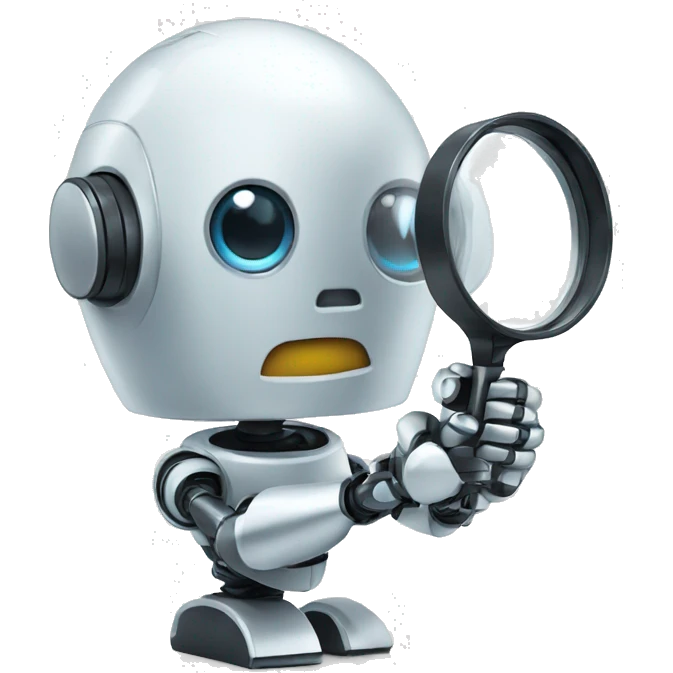 robot holding a magnifying glass emoji