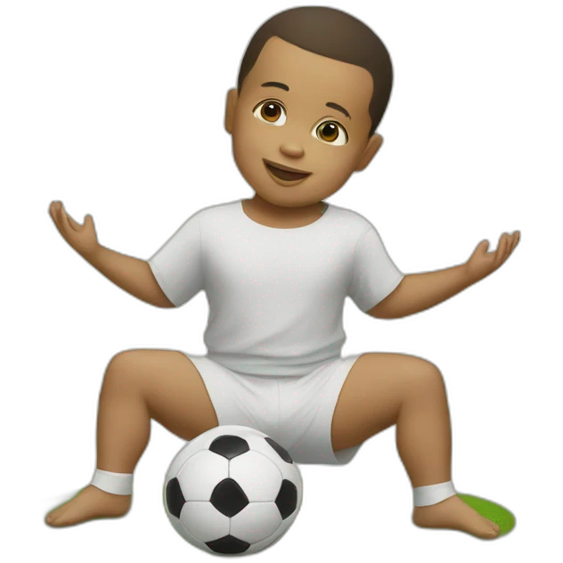 Baby yoga playing soccer with ronaldo emoji