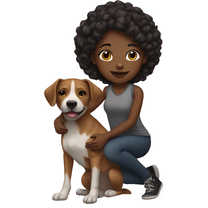 Black girl with her dog emoji