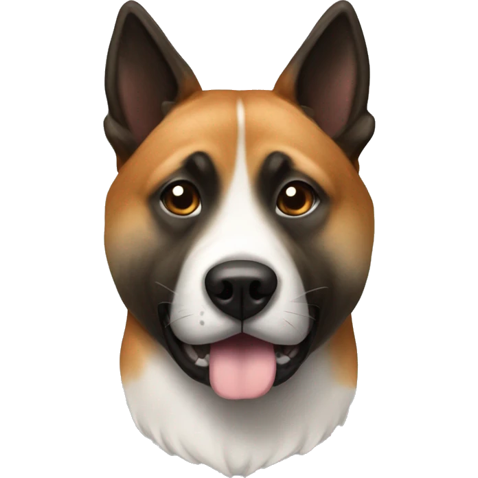 Brindle dog that looks like a mixture between a fox and an Akita emoji