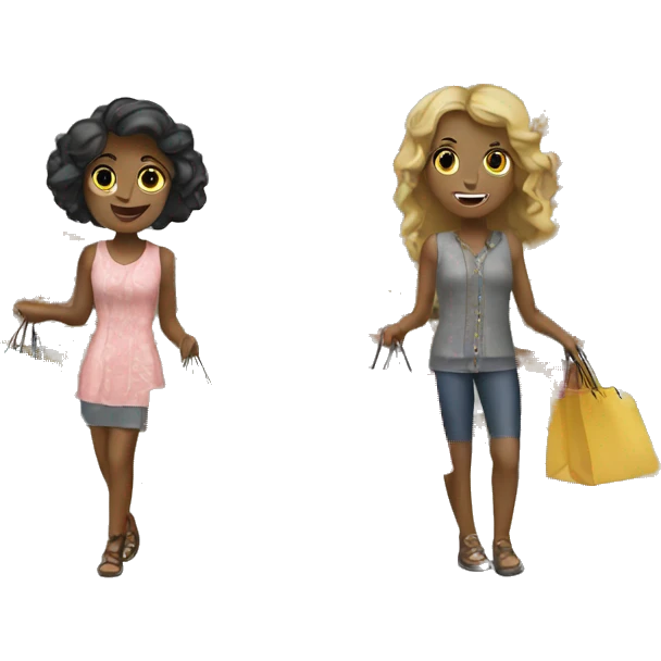Two girls shopping  emoji